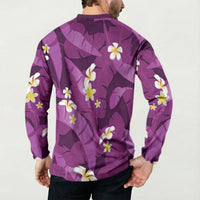 Purple Banana Leaf Hawaii Button Sweatshirt Lau Maia Plumeria Tropical Summer Vibes LT14 - Polynesian Pride
