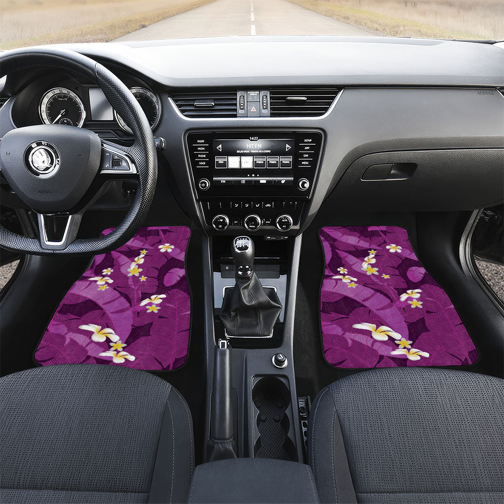 Purple Banana Leaf Hawaii Car Mats Lau Maia Plumeria Tropical Summer Vibes LT14 Set 2pcs - Front Purple - Polynesian Pride
