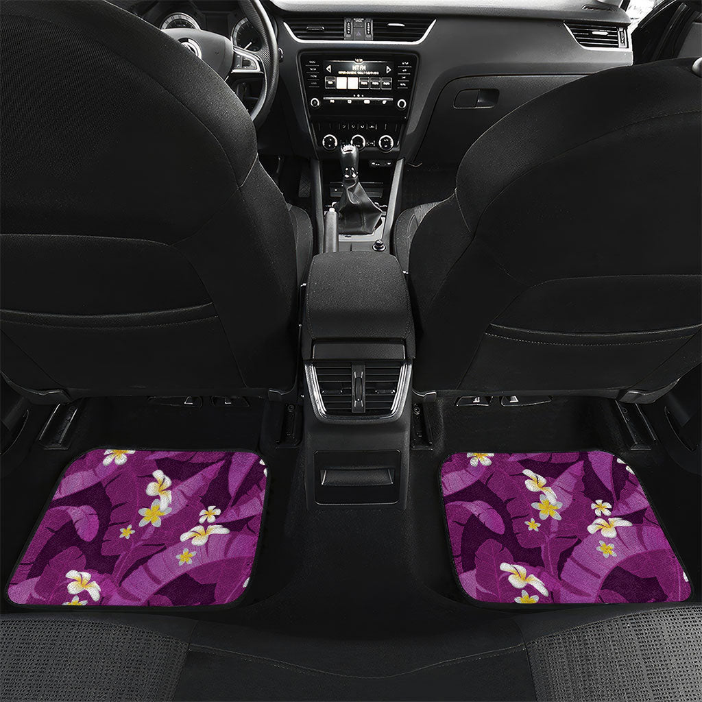 Purple Banana Leaf Hawaii Car Mats Lau Maia Plumeria Tropical Summer Vibes LT14 Set 2pcs - Back Purple - Polynesian Pride