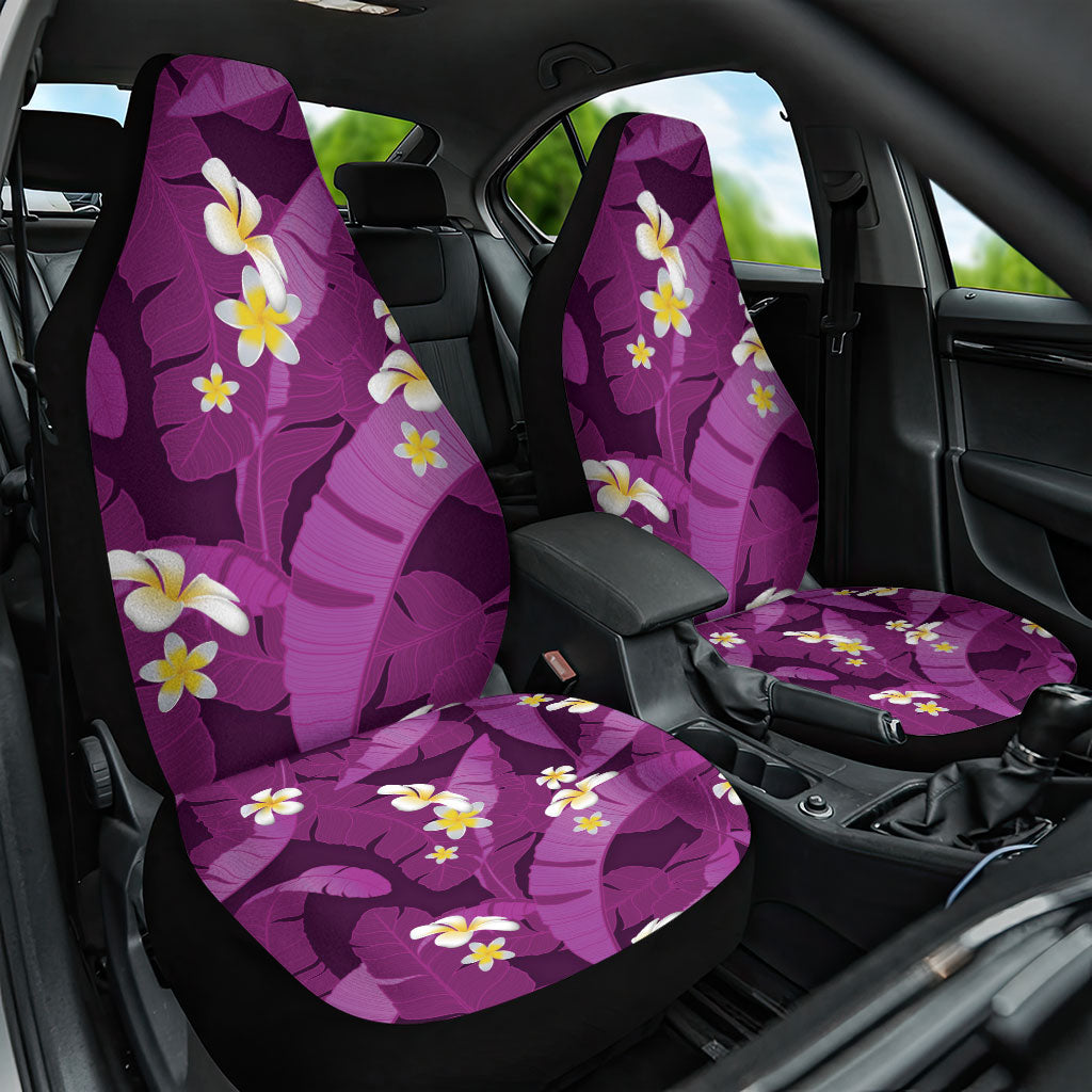 Purple Banana Leaf Hawaii Car Seat Cover Lau Maia Plumeria Tropical Summer Vibes LT14 One Size Purple - Polynesian Pride