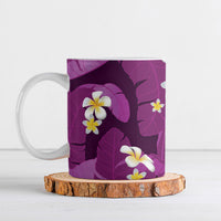 Purple Banana Leaf Hawaii Ceramic Mug Lau Maia Plumeria Tropical Summer Vibes LT14 Purple - Polynesian Pride