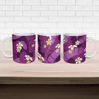 Purple Banana Leaf Hawaii Ceramic Mug Lau Maia Plumeria Tropical Summer Vibes LT14 - Polynesian Pride