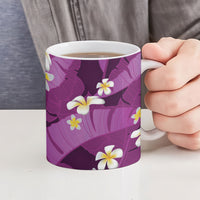 Purple Banana Leaf Hawaii Ceramic Mug Lau Maia Plumeria Tropical Summer Vibes LT14 - Polynesian Pride