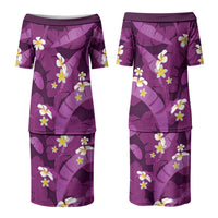 Purple Banana Leaf Hawaii Couples Matching Puletasi and Long Sleeve Button Shirt Lau Maia Plumeria Tropical Summer Vibes LT14 - Polynesian Pride
