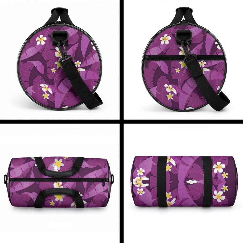 Purple Banana Leaf Hawaii Duffle Bag Lau Maia Plumeria Tropical Summer Vibes