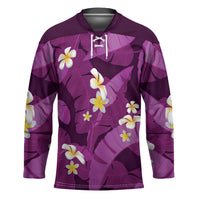 Purple Banana Leaf Hawaii Hockey Jersey Lau Maia Plumeria Tropical Summer Vibes LT14 Unisex Purple - Polynesian Pride