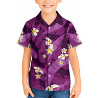 Purple Banana Leaf Hawaii Kid Hawaiian Shirt Lau Maia Plumeria Tropical Summer Vibes LT14 Kid Purple - Polynesian Pride