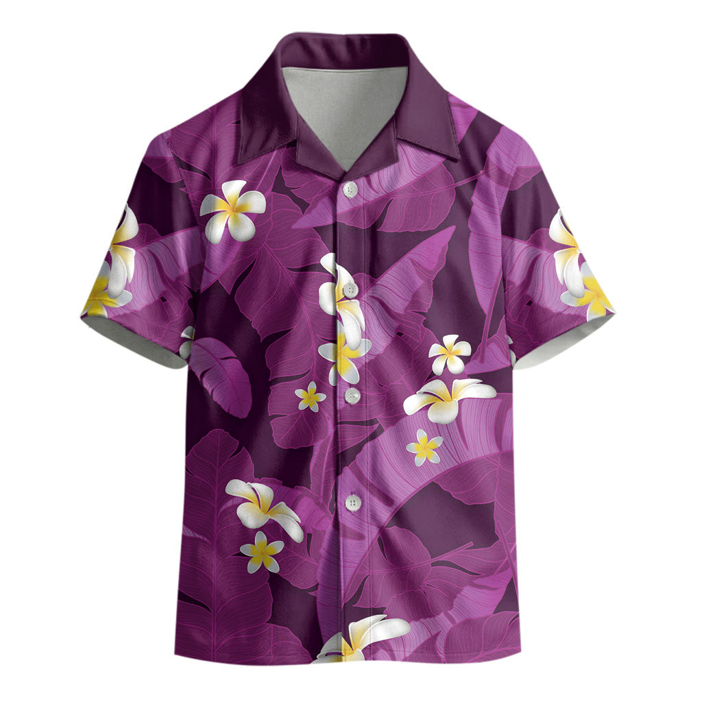 Purple Banana Leaf Hawaii Kid Hawaiian Shirt Lau Maia Plumeria Tropical Summer Vibes LT14 - Polynesian Pride