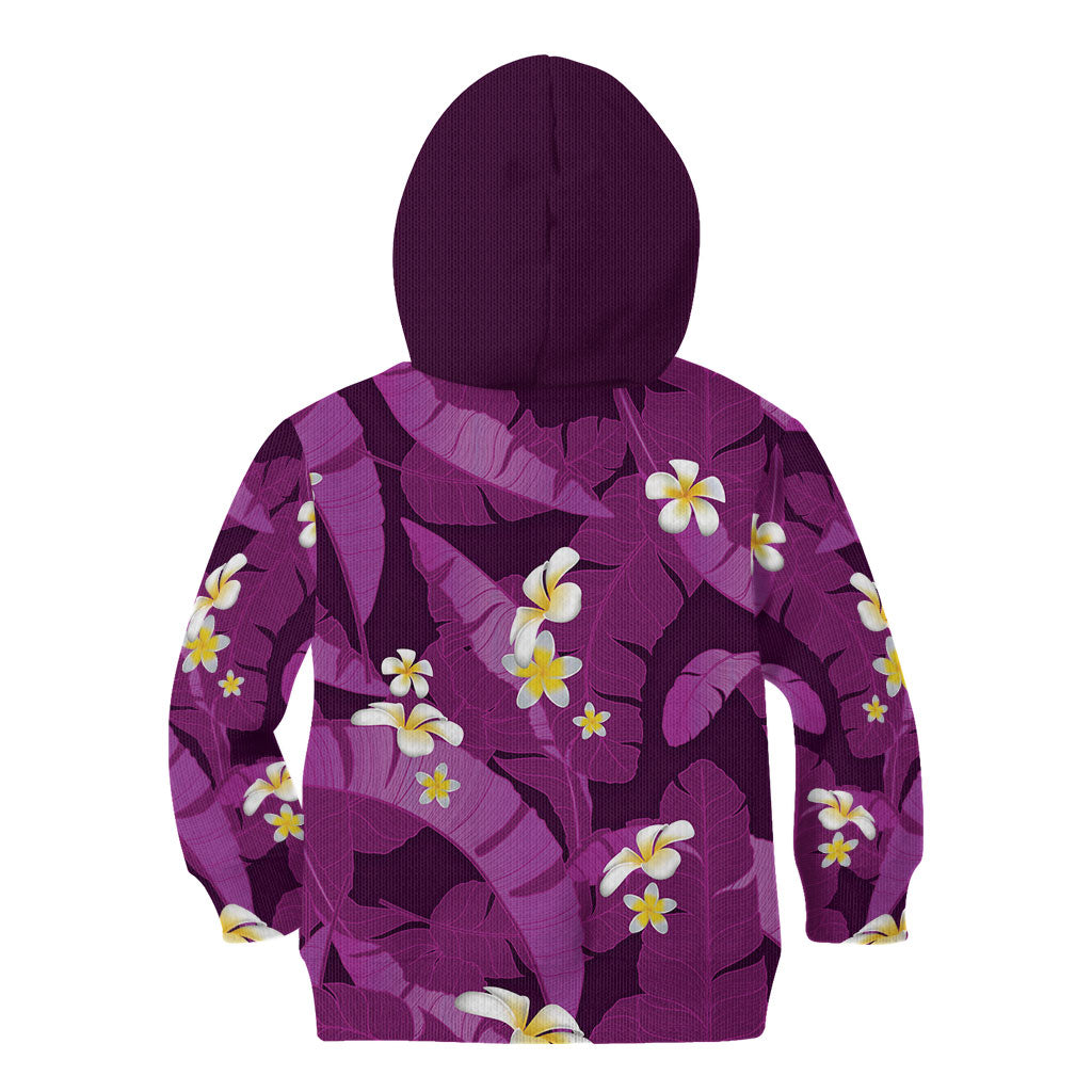 Purple Banana Leaf Hawaii Kid Hoodie Lau Maia Plumeria Tropical Summer Vibes LT14 - Polynesian Pride