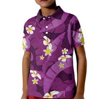 Purple Banana Leaf Hawaii Kid Polo Shirt Lau Maia Plumeria Tropical Summer Vibes LT14 Kid Purple - Polynesian Pride