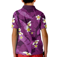 Purple Banana Leaf Hawaii Kid Polo Shirt Lau Maia Plumeria Tropical Summer Vibes LT14 - Polynesian Pride