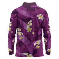 Purple Banana Leaf Hawaii Long Sleeve Polo Shirt Lau Maia Plumeria Tropical Summer Vibes LT14 - Polynesian Pride