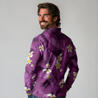 Purple Banana Leaf Hawaii Long Sleeve Polo Shirt Lau Maia Plumeria Tropical Summer Vibes LT14 - Polynesian Pride
