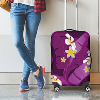 Purple Banana Leaf Hawaii Luggage Cover Lau Maia Plumeria Tropical Summer Vibes LT14 - Polynesian Pride
