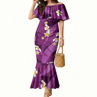 Purple Banana Leaf Hawaii Mermaid Dress Lau Maia Plumeria Tropical Summer Vibes LT14 Women Purple - Polynesian Pride