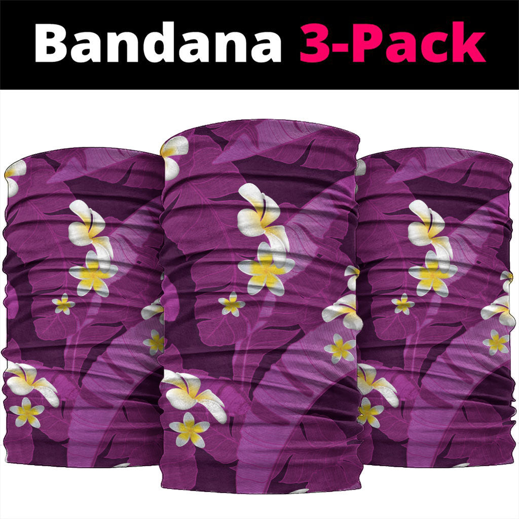 Purple Banana Leaf Hawaii Neck Gaiter Lau Maia Plumeria Tropical Summer Vibes LT14 package One Size: 25*50cm Purple - Polynesian Pride
