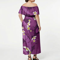 Purple Banana Leaf Hawaii Off Shoulder Maxi Dress Lau Maia Plumeria Tropical Summer Vibes LT14 - Polynesian Pride