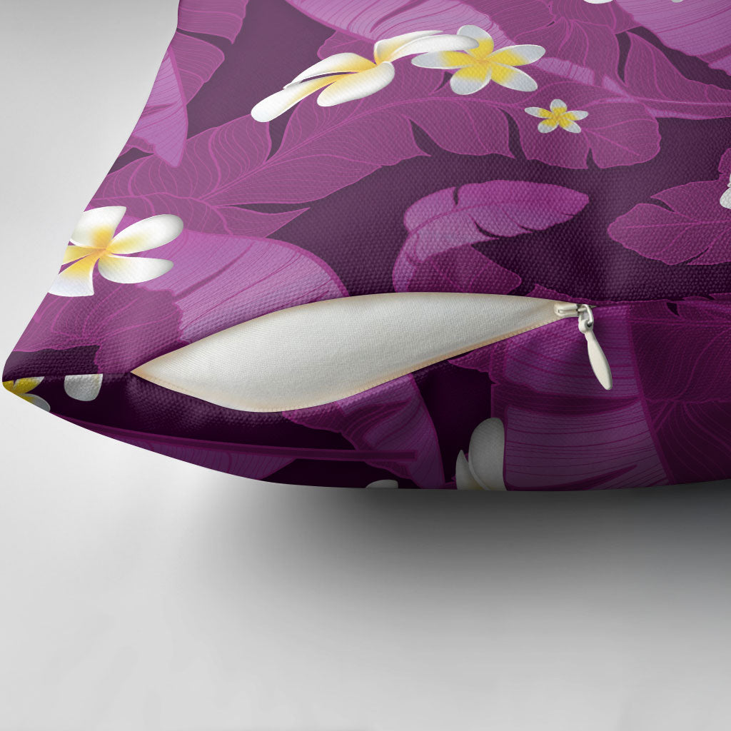 Purple Banana Leaf Hawaii Pillow Cover Lau Maia Plumeria Tropical Summer Vibes LT14 - Polynesian Pride