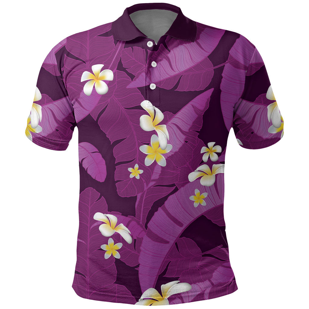 Purple Banana Leaf Hawaii Polo Shirt Lau Maia Plumeria Tropical Summer Vibes LT14 Purple - Polynesian Pride