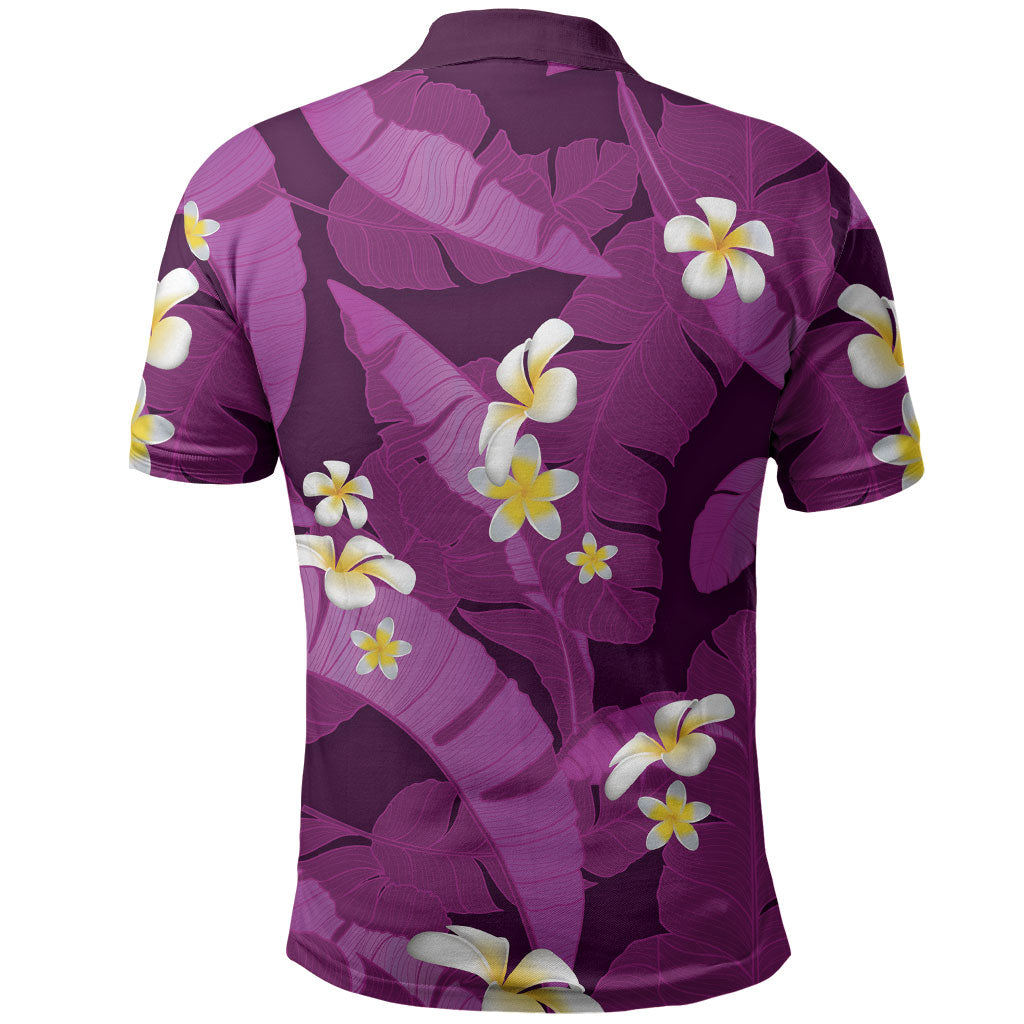Purple Banana Leaf Hawaii Polo Shirt Lau Maia Plumeria Tropical Summer Vibes LT14 - Polynesian Pride