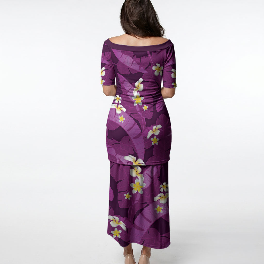 Purple Banana Leaf Hawaii Puletasi Lau Maia Plumeria Tropical Summer Vibes LT14 - Polynesian Pride