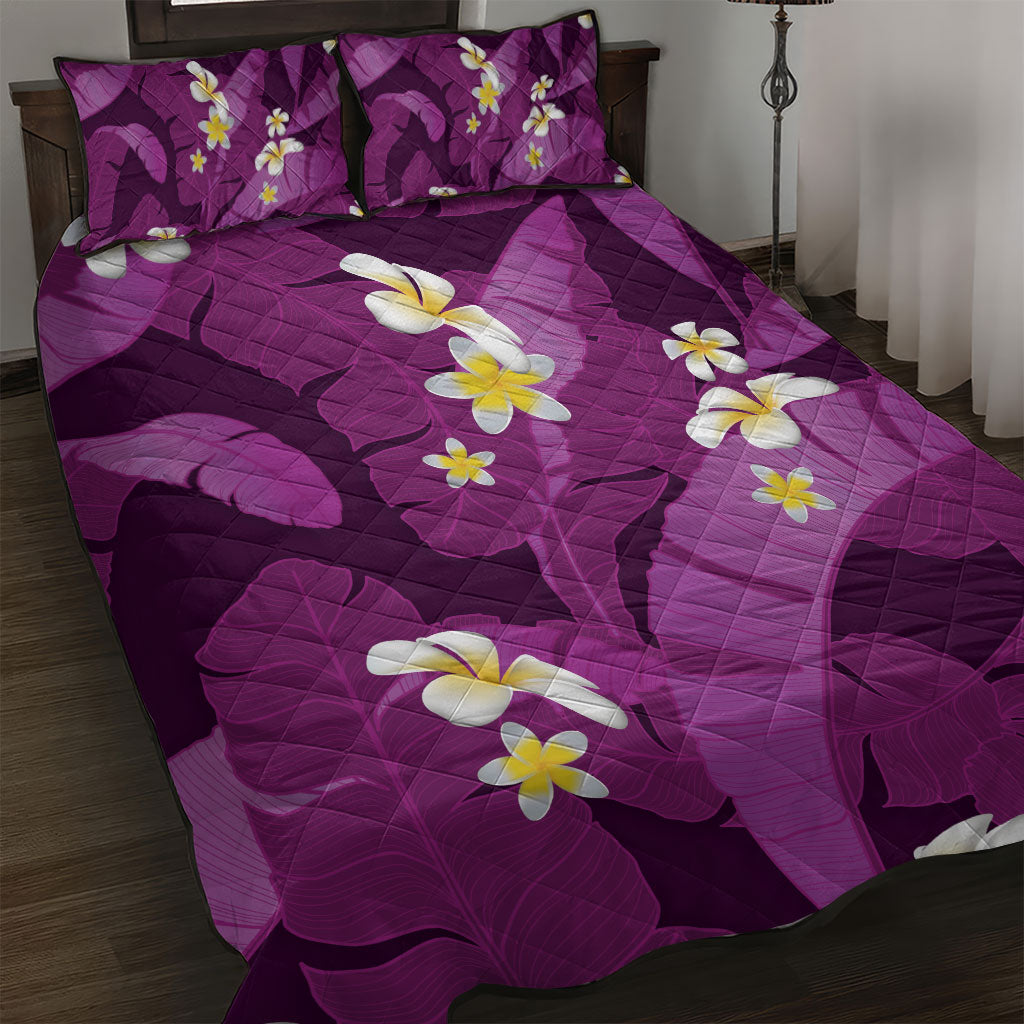Purple Banana Leaf Hawaii Quilt Bed Set Lau Maia Plumeria Tropical Summer Vibes LT14 Purple - Polynesian Pride