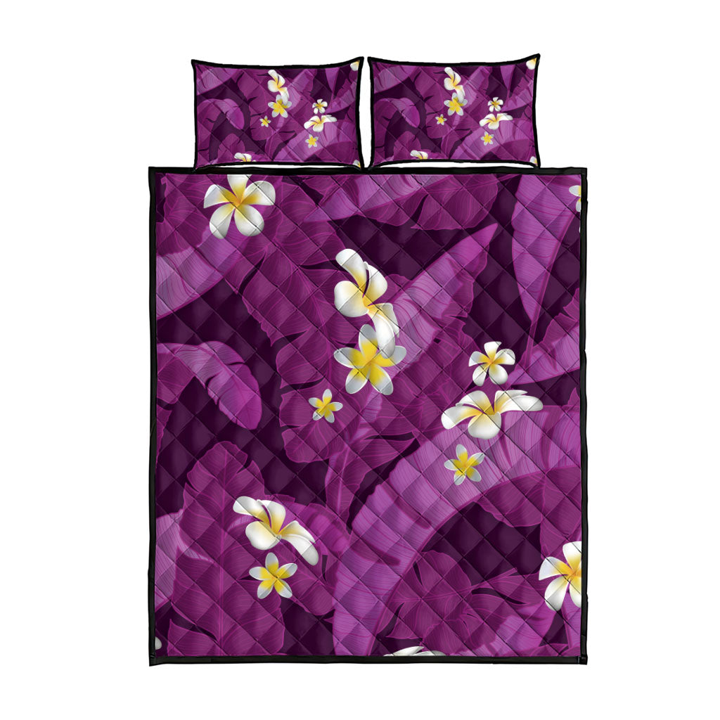 Purple Banana Leaf Hawaii Quilt Bed Set Lau Maia Plumeria Tropical Summer Vibes LT14 - Polynesian Pride