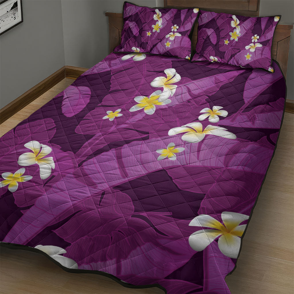Purple Banana Leaf Hawaii Quilt Bed Set Lau Maia Plumeria Tropical Summer Vibes LT14 - Polynesian Pride