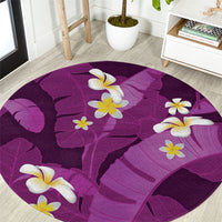 Purple Banana Leaf Hawaii Round Carpet Lau Maia Plumeria Tropical Summer Vibes LT14 Purple - Polynesian Pride