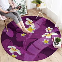 Purple Banana Leaf Hawaii Round Carpet Lau Maia Plumeria Tropical Summer Vibes LT14 - Polynesian Pride