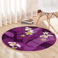 Purple Banana Leaf Hawaii Round Carpet Lau Maia Plumeria Tropical Summer Vibes LT14 - Polynesian Pride