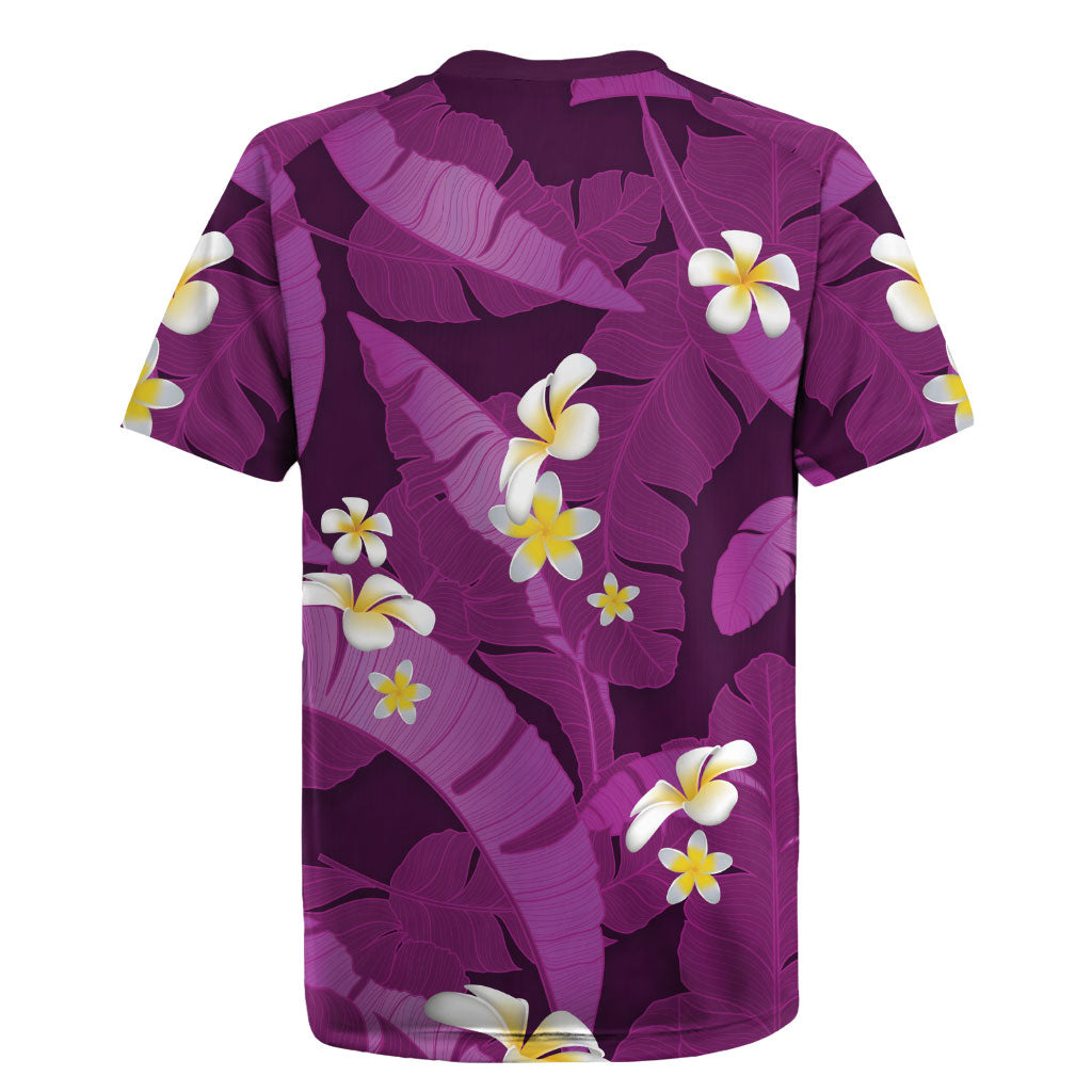 Purple Banana Leaf Hawaii Rugby Jersey Lau Maia Plumeria Tropical Summer Vibes LT14 - Polynesian Pride