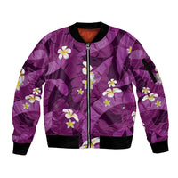 Purple Banana Leaf Hawaii Sleeve Zip Bomber Jacket Lau Maia Plumeria Tropical Summer Vibes LT14 Unisex Purple - Polynesian Pride