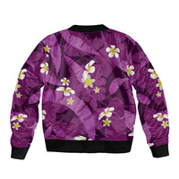 Purple Banana Leaf Hawaii Sleeve Zip Bomber Jacket Lau Maia Plumeria Tropical Summer Vibes LT14 - Polynesian Pride
