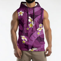 Purple Banana Leaf Hawaii Sleeveless Hoodie Lau Maia Plumeria Tropical Summer Vibes LT14 - Polynesian Pride
