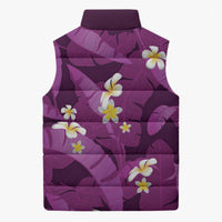 Purple Banana Leaf Hawaii Sleeveless Puffer Jacket Lau Maia Plumeria Tropical Summer Vibes LT14 - Polynesian Pride