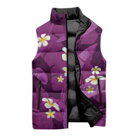 Purple Banana Leaf Hawaii Sleeveless Puffer Jacket Lau Maia Plumeria Tropical Summer Vibes LT14 - Polynesian Pride