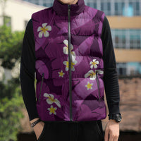 Purple Banana Leaf Hawaii Sleeveless Puffer Jacket Lau Maia Plumeria Tropical Summer Vibes LT14 - Polynesian Pride