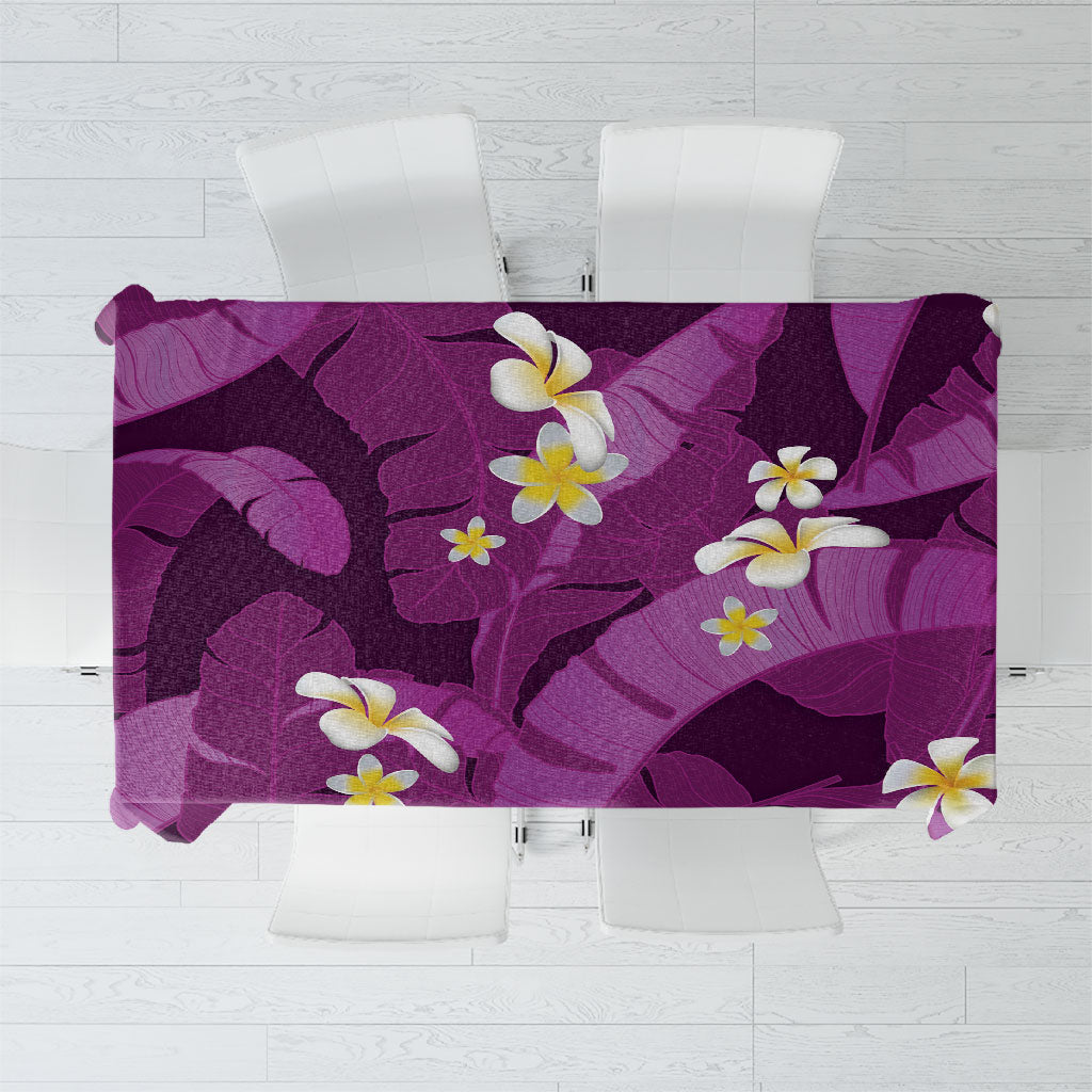 Purple Banana Leaf Hawaii Tablecloth Lau Maia Plumeria Tropical Summer Vibes LT14 Purple - Polynesian Pride
