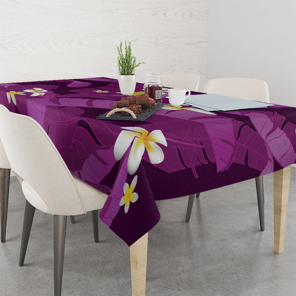 Purple Banana Leaf Hawaii Tablecloth Lau Maia Plumeria Tropical Summer Vibes LT14 - Polynesian Pride