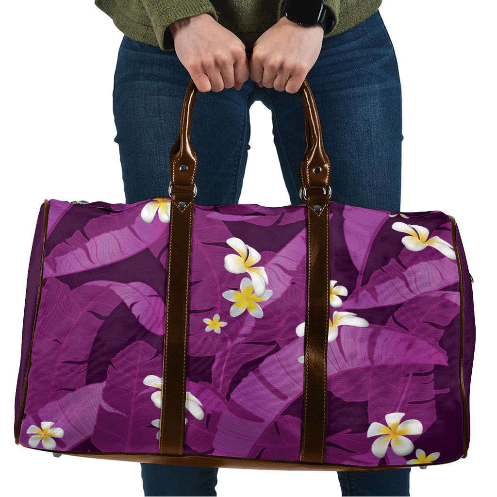 Purple Banana Leaf Hawaii Travel Bag Lau Maia Plumeria Tropical Summer Vibes LT14 Purple - Polynesian Pride