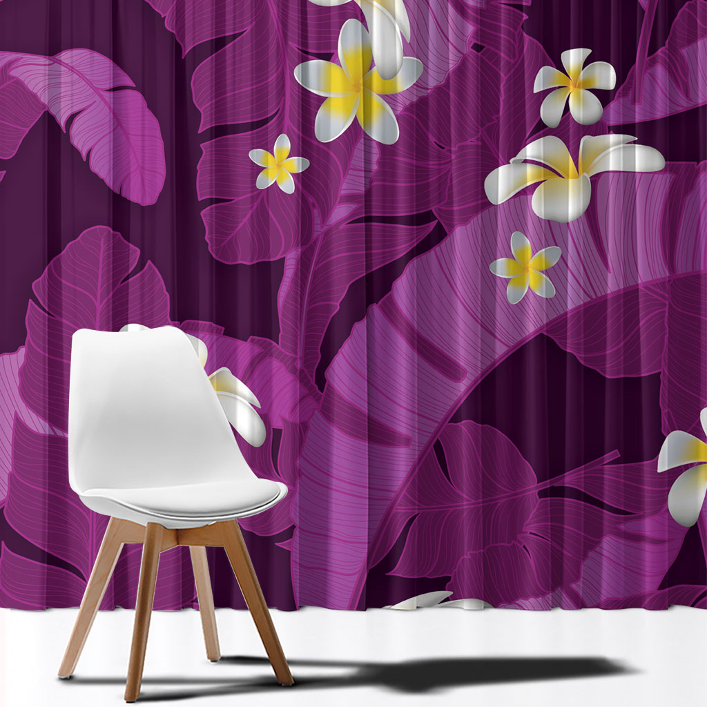 Purple Banana Leaf Hawaii Window Curtain Lau Maia Plumeria Tropical Summer Vibes LT14 - Polynesian Pride