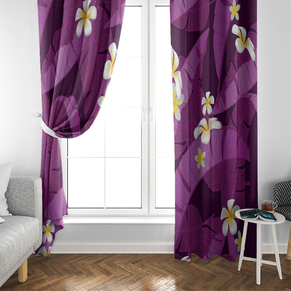 Purple Banana Leaf Hawaii Window Curtain Lau Maia Plumeria Tropical Summer Vibes LT14 - Polynesian Pride