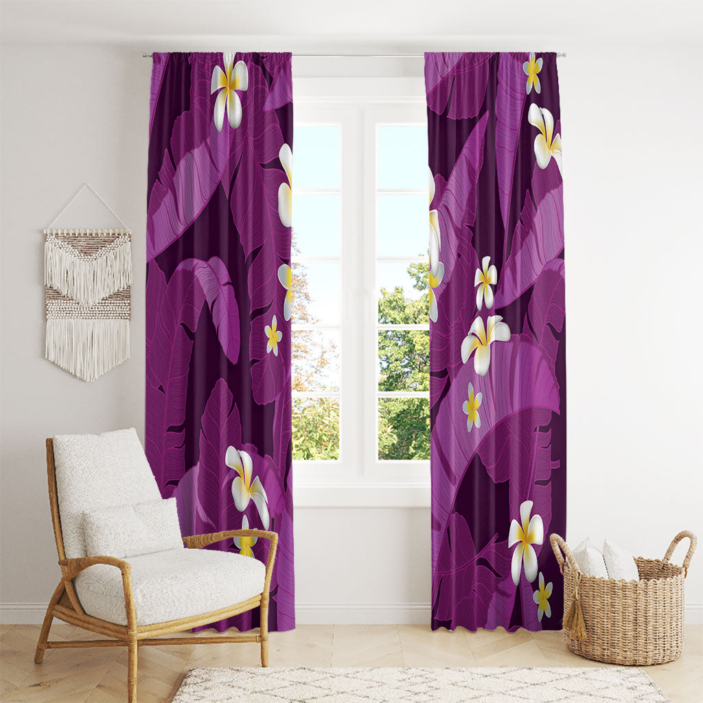 Purple Banana Leaf Hawaii Window Curtain Lau Maia Plumeria Tropical Summer Vibes LT14 - Polynesian Pride