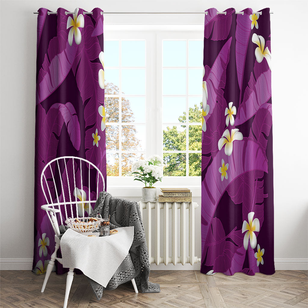 Purple Banana Leaf Hawaii Window Curtain Lau Maia Plumeria Tropical Summer Vibes LT14 - Polynesian Pride
