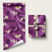 Purple Banana Leaf Hawaii Wrapping Paper Lau Maia Plumeria Tropical Summer Vibes LT14 58" × 23" Purple - Polynesian Pride