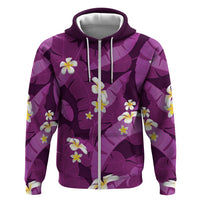 Purple Banana Leaf Hawaii Zip Hoodie Lau Maia Plumeria Tropical Summer Vibes LT14 Zip Hoodie Purple - Polynesian Pride