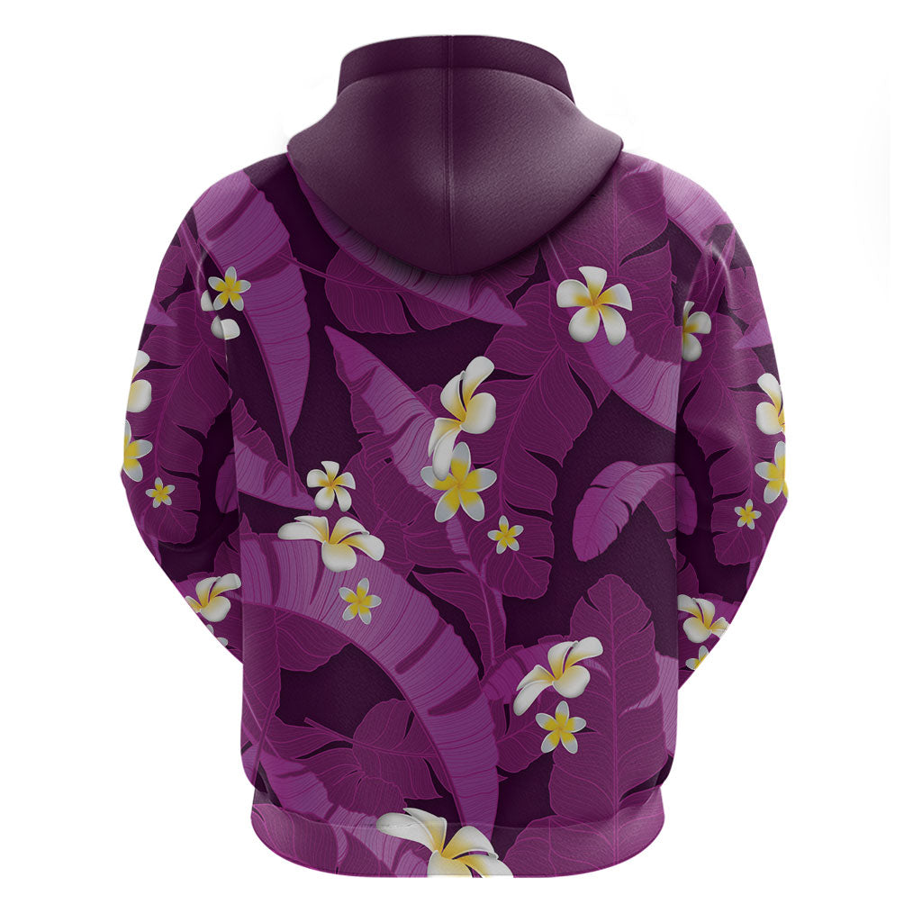 Purple Banana Leaf Hawaii Zip Hoodie Lau Maia Plumeria Tropical Summer Vibes LT14 - Polynesian Pride