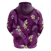 Purple Banana Leaf Hawaii Zip Hoodie Lau Maia Plumeria Tropical Summer Vibes LT14 - Polynesian Pride