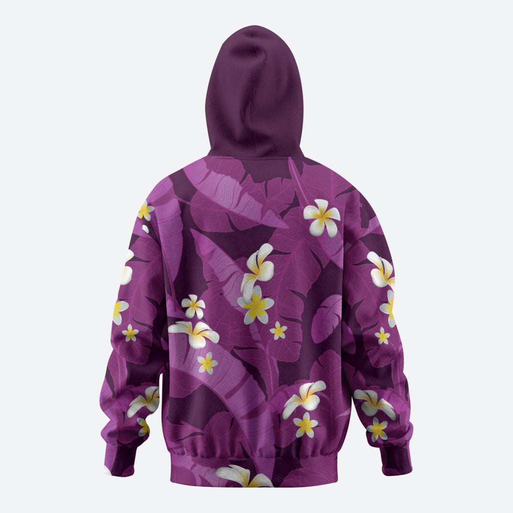 Purple Banana Leaf Hawaii Zip Hoodie Lau Maia Plumeria Tropical Summer Vibes LT14 - Polynesian Pride